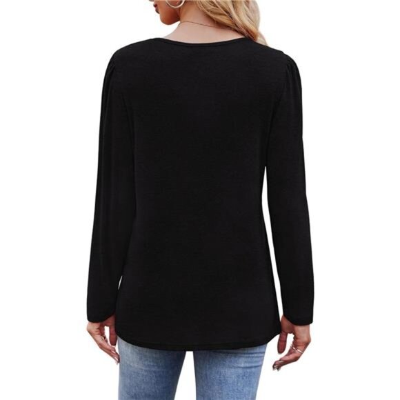 Long Sleeve Shirts for Women - Trendy Fall Fashion Dressy Casual Pleated Tunic - Picture 6 of 7